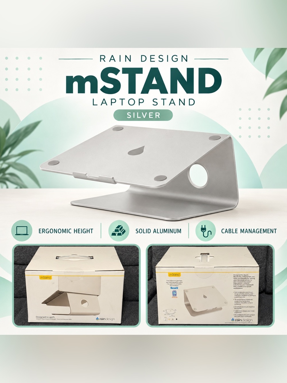 Rain Design mStand Silver Aluminum Laptop Stand New in Box